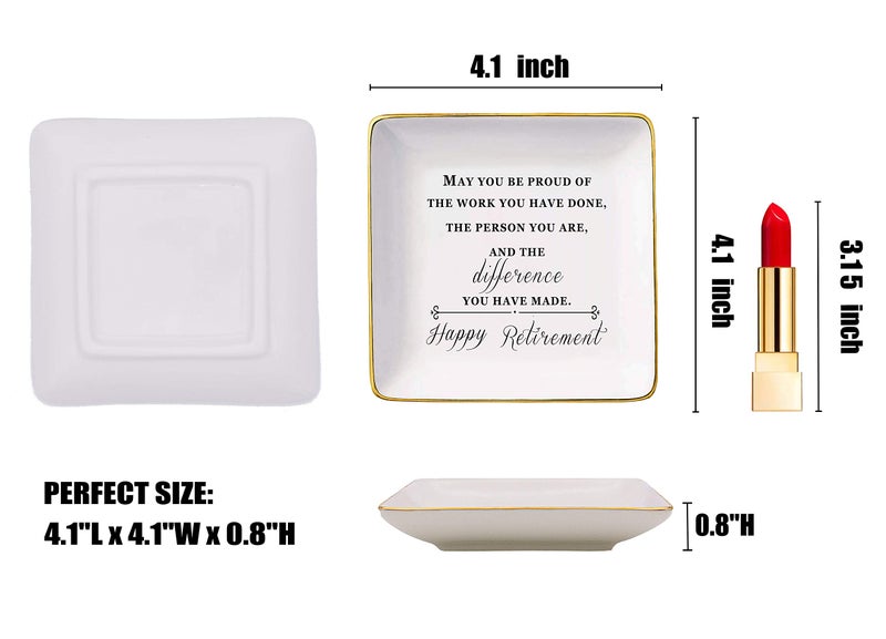 Topthink Happy Retirement Gifts for Women-Female Retirement Keepsake-Ring Dish, Ceramic Ring Holder-Happy Retired Gifts for Teacher,Nurse,Doctor, Coworker, Friend,Mom,Nana,Sister,Grandma,Godmother,Boss Lady - Image 5